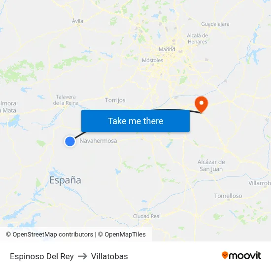 Espinoso Del Rey to Villatobas map