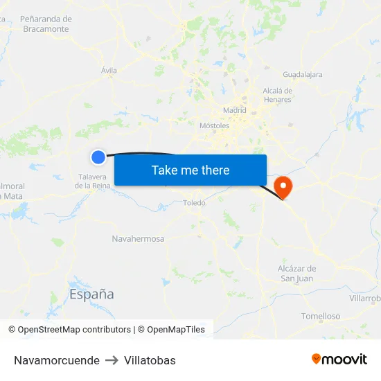 Navamorcuende to Villatobas map
