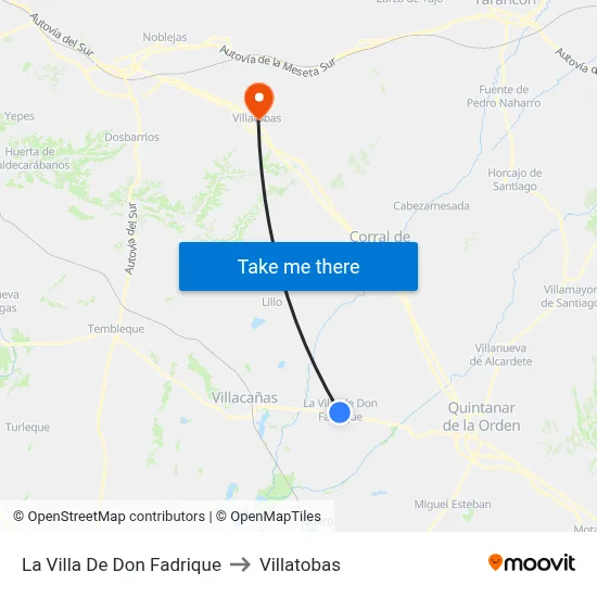 La Villa De Don Fadrique to Villatobas map