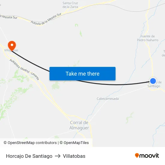Horcajo De Santiago to Villatobas map
