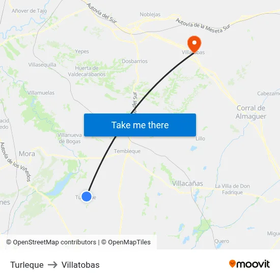Turleque to Villatobas map