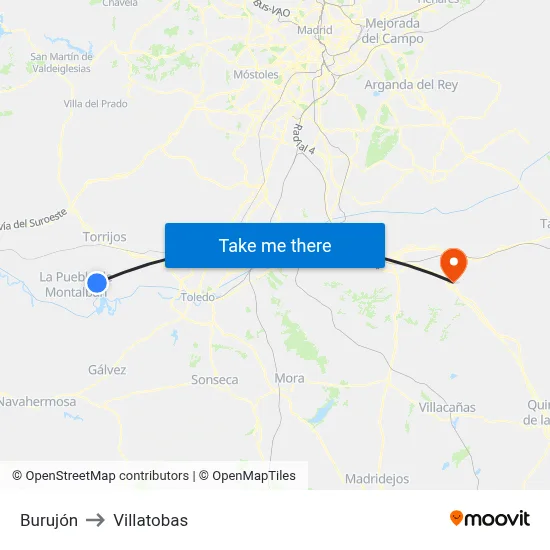 Burujón to Villatobas map