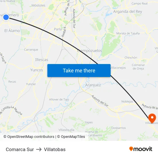 Comarca Sur to Villatobas map