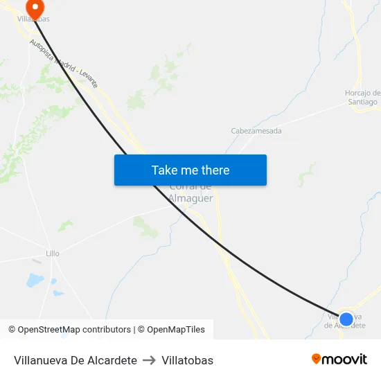 Villanueva De Alcardete to Villatobas map