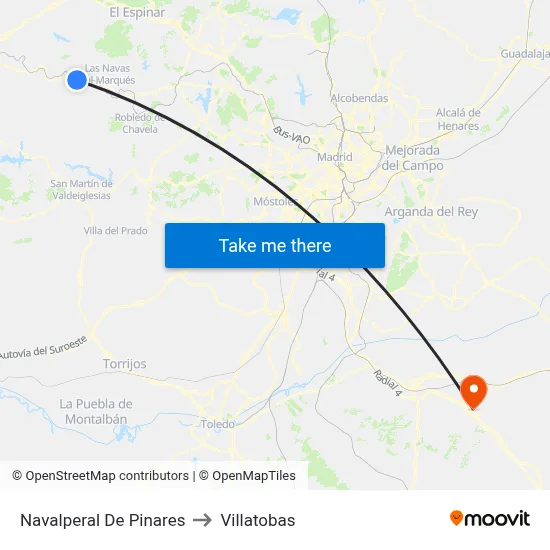 Navalperal De Pinares to Villatobas map