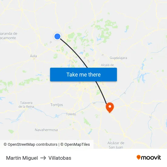 Martín Miguel to Villatobas map