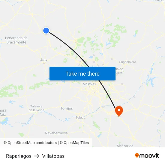 Rapariegos to Villatobas map