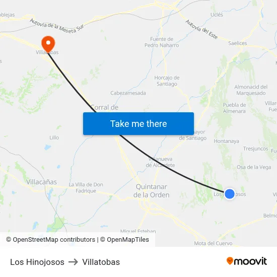 Los Hinojosos to Villatobas map
