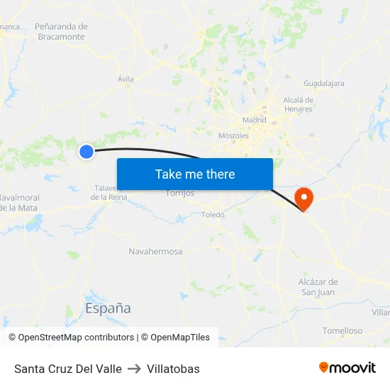 Santa Cruz Del Valle to Villatobas map
