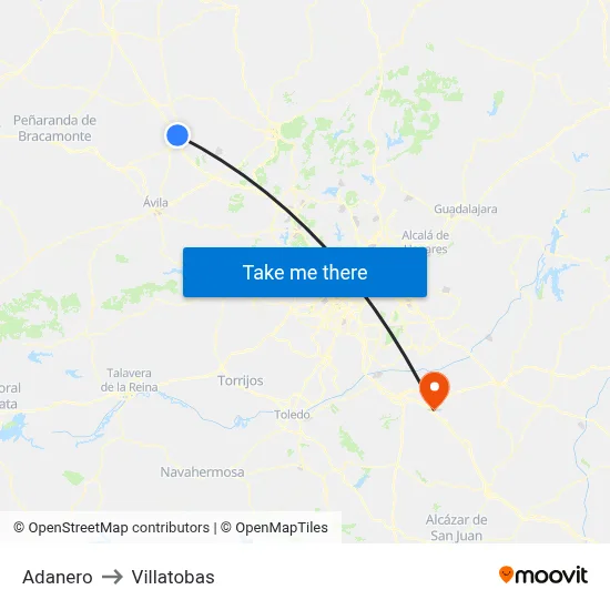 Adanero to Villatobas map