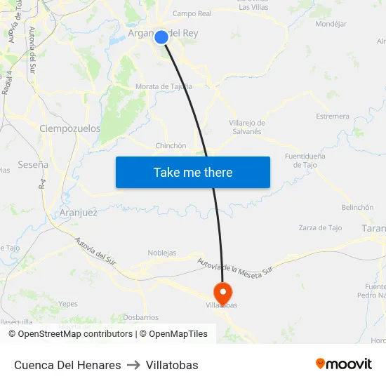 Cuenca Del Henares to Villatobas map