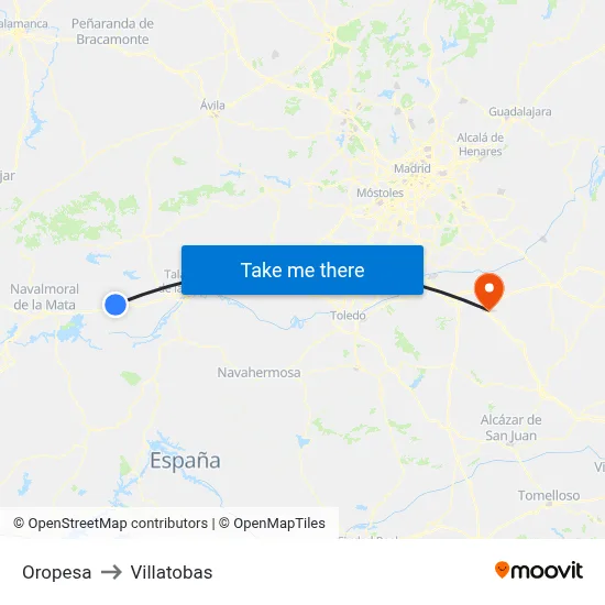 Oropesa to Villatobas map