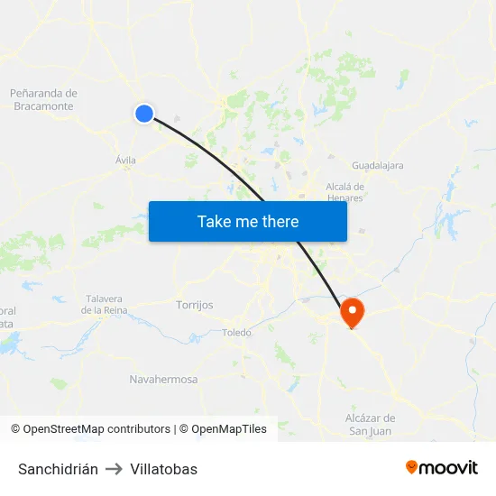 Sanchidrián to Villatobas map