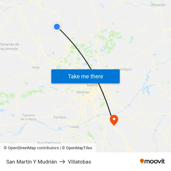 San Martín Y Mudrián to Villatobas map