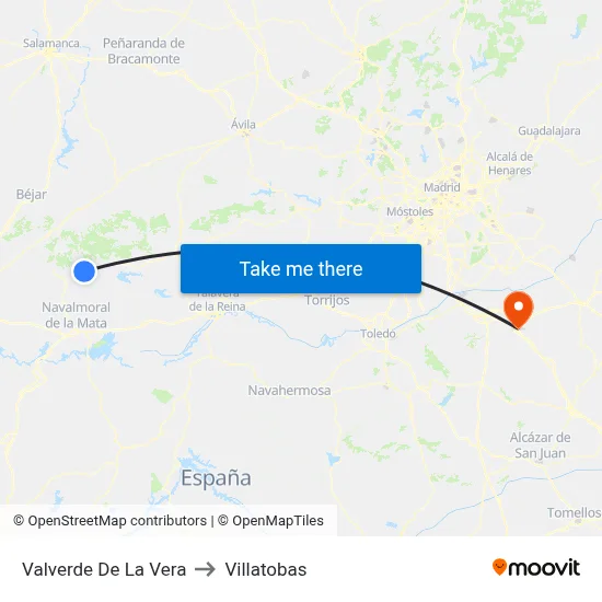 Valverde De La Vera to Villatobas map