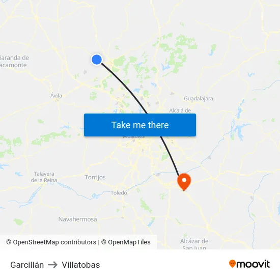 Garcillán to Villatobas map