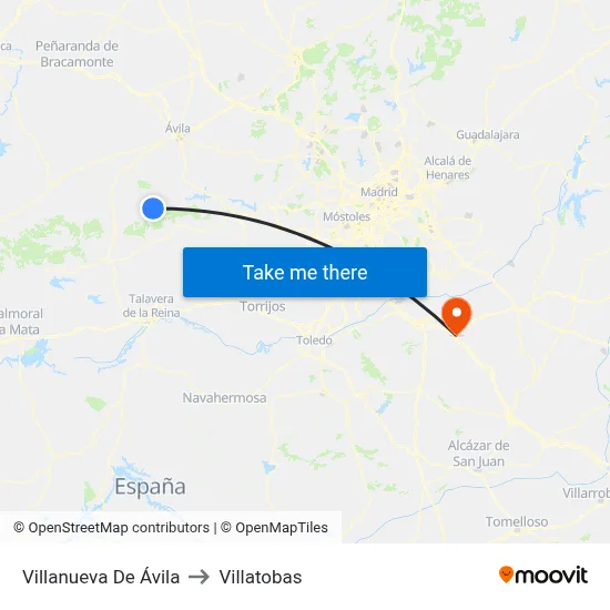 Villanueva De Ávila to Villatobas map