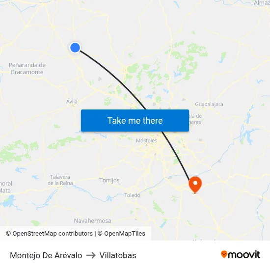 Montejo De Arévalo to Villatobas map