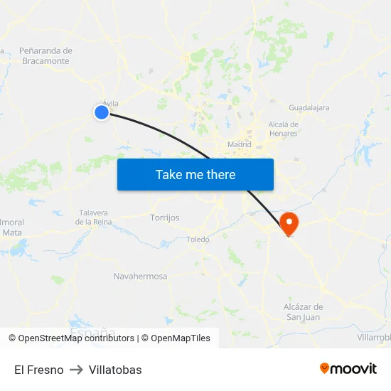 El Fresno to Villatobas map