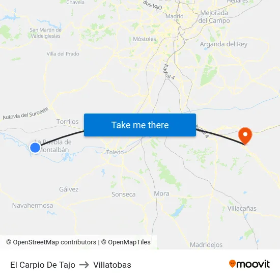 El Carpio De Tajo to Villatobas map