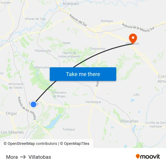 Mora to Villatobas map