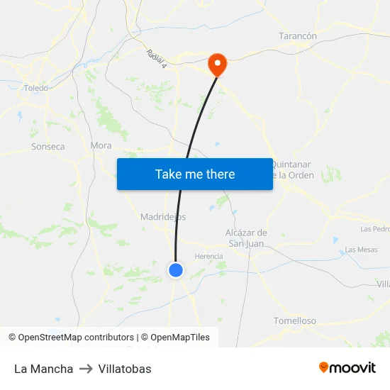 La Mancha to Villatobas map