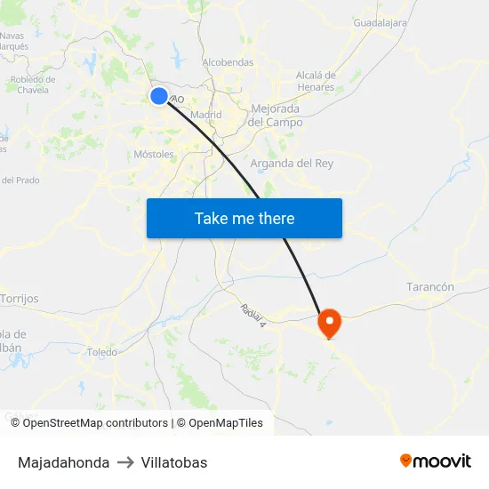 Majadahonda to Villatobas map