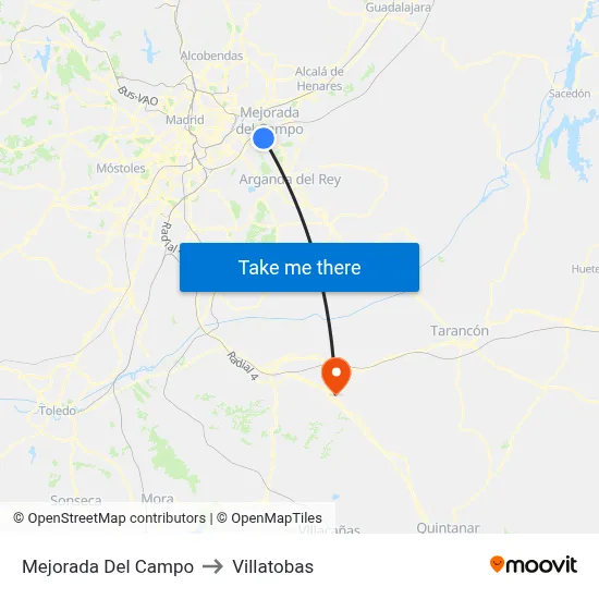 Mejorada Del Campo to Villatobas map