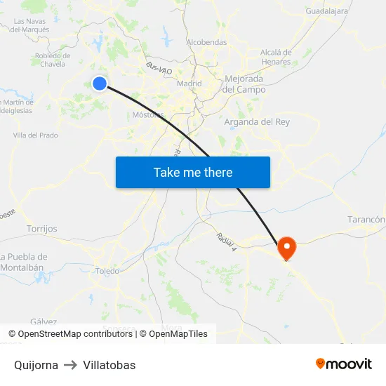 Quijorna to Villatobas map