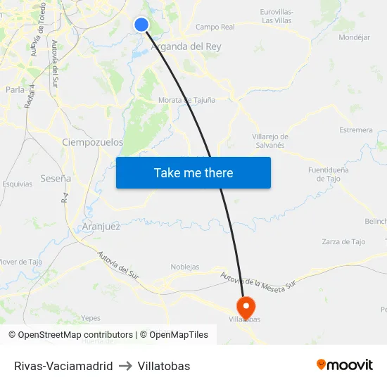 Rivas-Vaciamadrid to Villatobas map