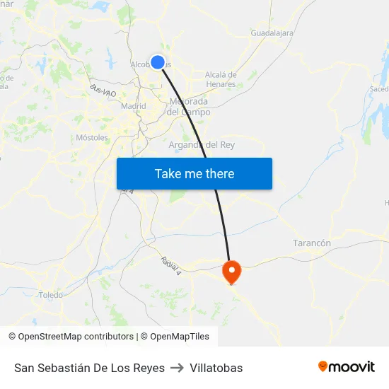 San Sebastián De Los Reyes to Villatobas map