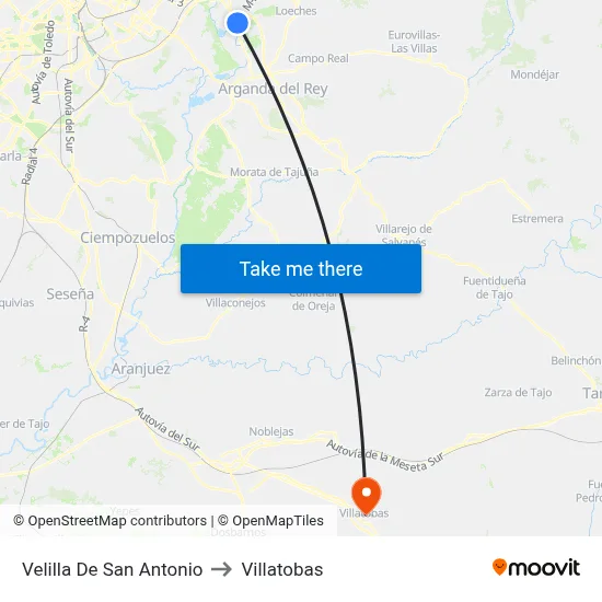 Velilla De San Antonio to Villatobas map