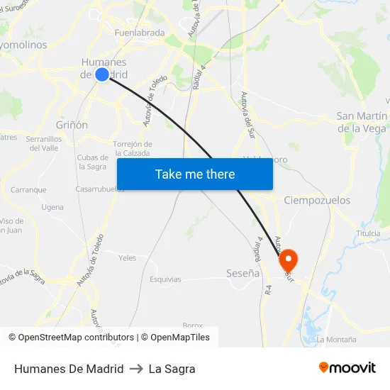 Humanes De Madrid to La Sagra map