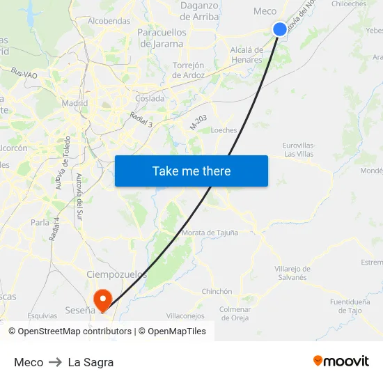 Meco to La Sagra map