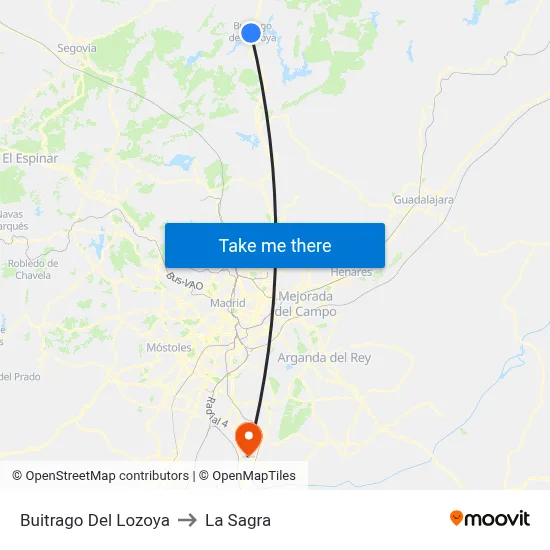 Buitrago Del Lozoya to La Sagra map