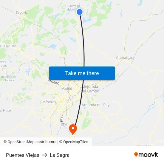 Puentes Viejas to La Sagra map