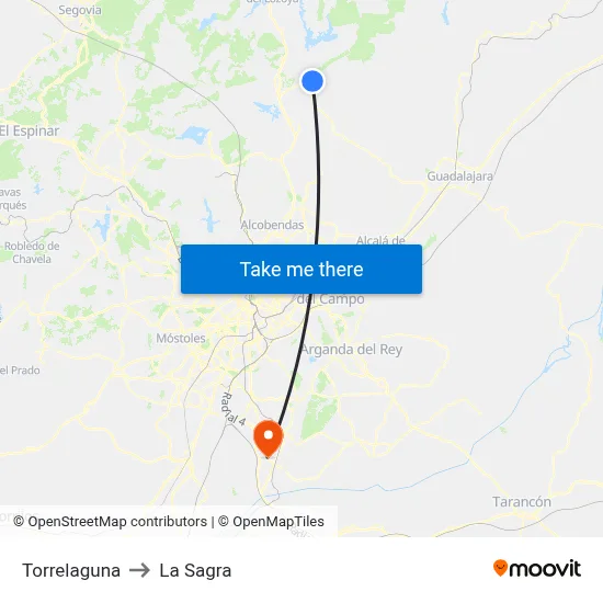 Torrelaguna to La Sagra map
