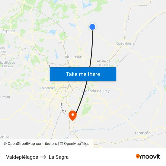 Valdepiélagos to La Sagra map