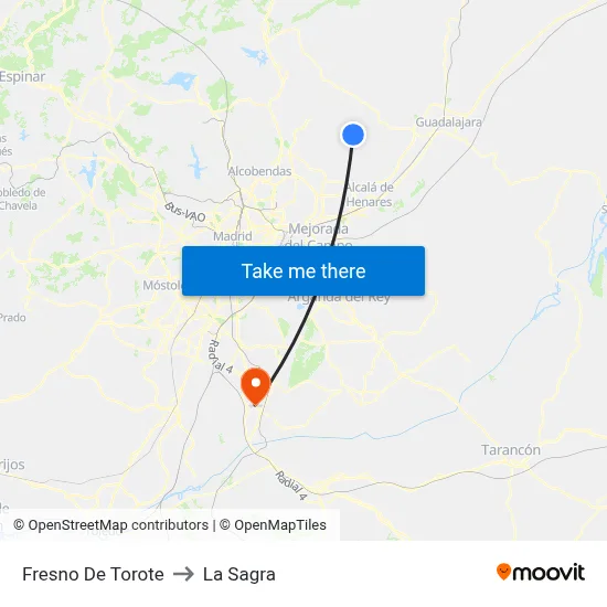 Fresno De Torote to La Sagra map