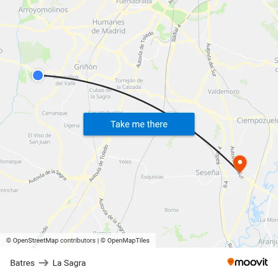 Batres to La Sagra map