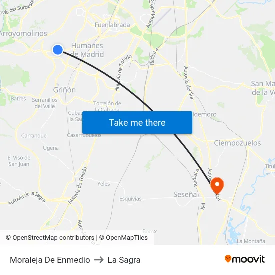 Moraleja De Enmedio to La Sagra map