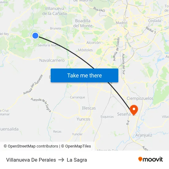 Villanueva De Perales to La Sagra map