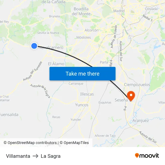 Villamanta to La Sagra map