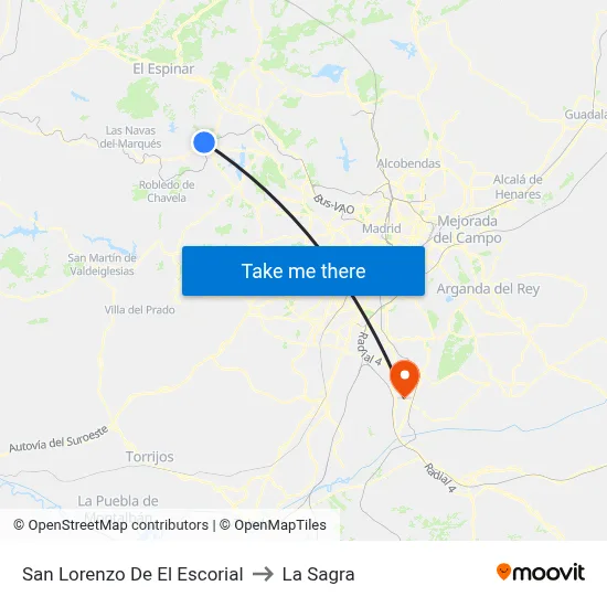 San Lorenzo De El Escorial to La Sagra map
