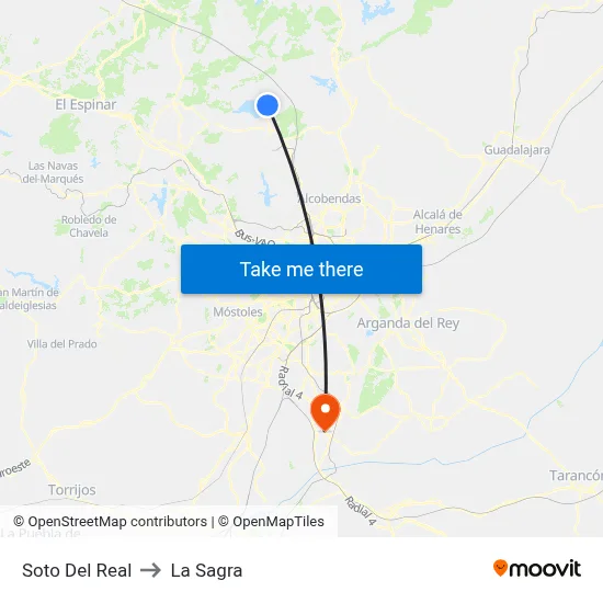 Soto Del Real to La Sagra map