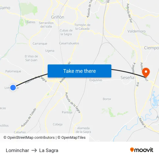Lominchar to La Sagra map