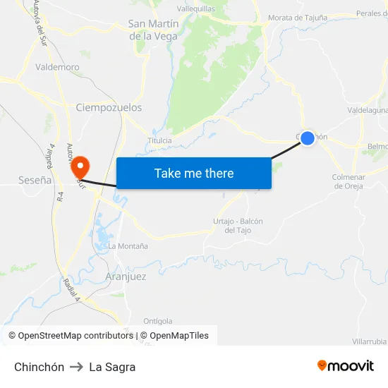 Chinchón to La Sagra map