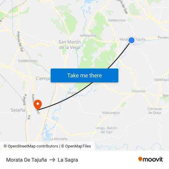 Morata De Tajuña to La Sagra map