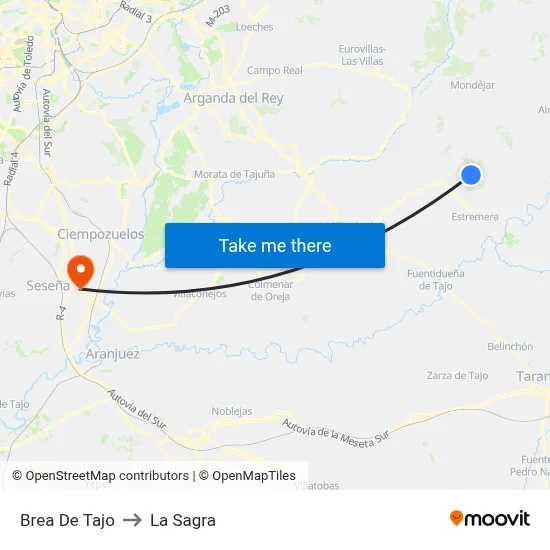 Brea De Tajo to La Sagra map
