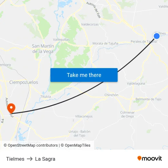 Tielmes to La Sagra map
